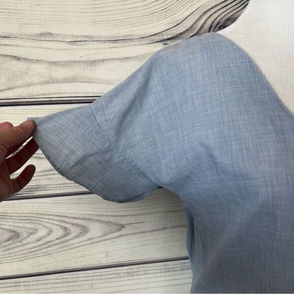 Madewell Sundrift Blue Lightweight Ruffle Sleeve Top - Picture 6 of 11